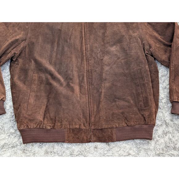 Norm Thompson Mens Brown Suede Leather Insulated Bomber Jacket Size XXL - Picture 6 of 16